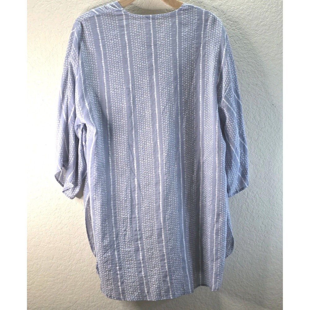 Entro Dusty Blue Print Kimono Cardigan Women S Open Front Boho Lightweight Rayon - Picture 4 of 8